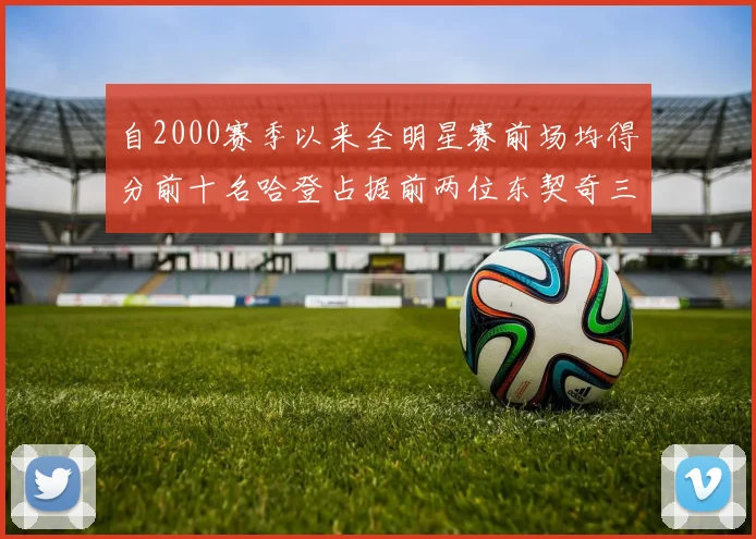 自2000赛季以来全明星赛前场均得分前十名哈登占据前两位东契奇三次上榜